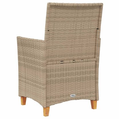 Gartenstühle mit Kissen 2 Stk. Beige Poly Rattan Massivholz