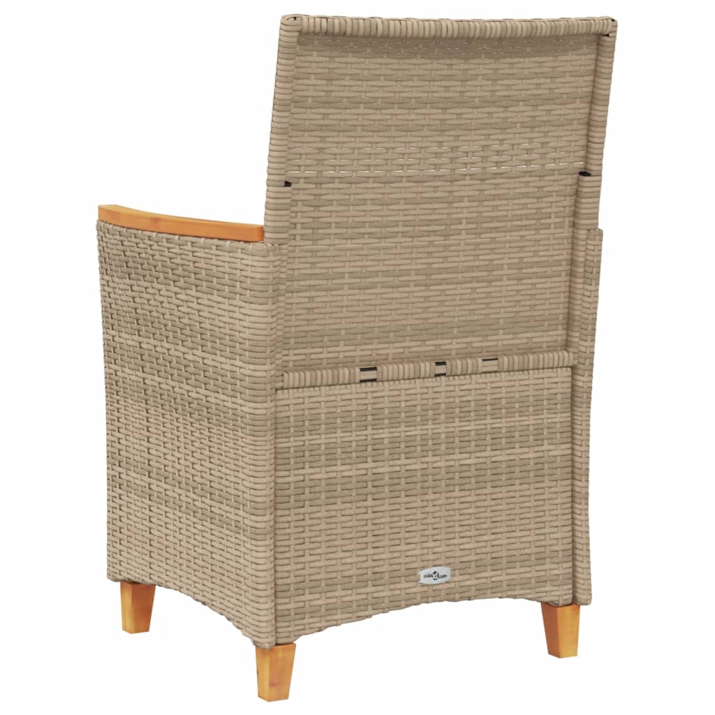 Gartenstühle mit Kissen 2 Stk. Beige Poly Rattan Massivholz