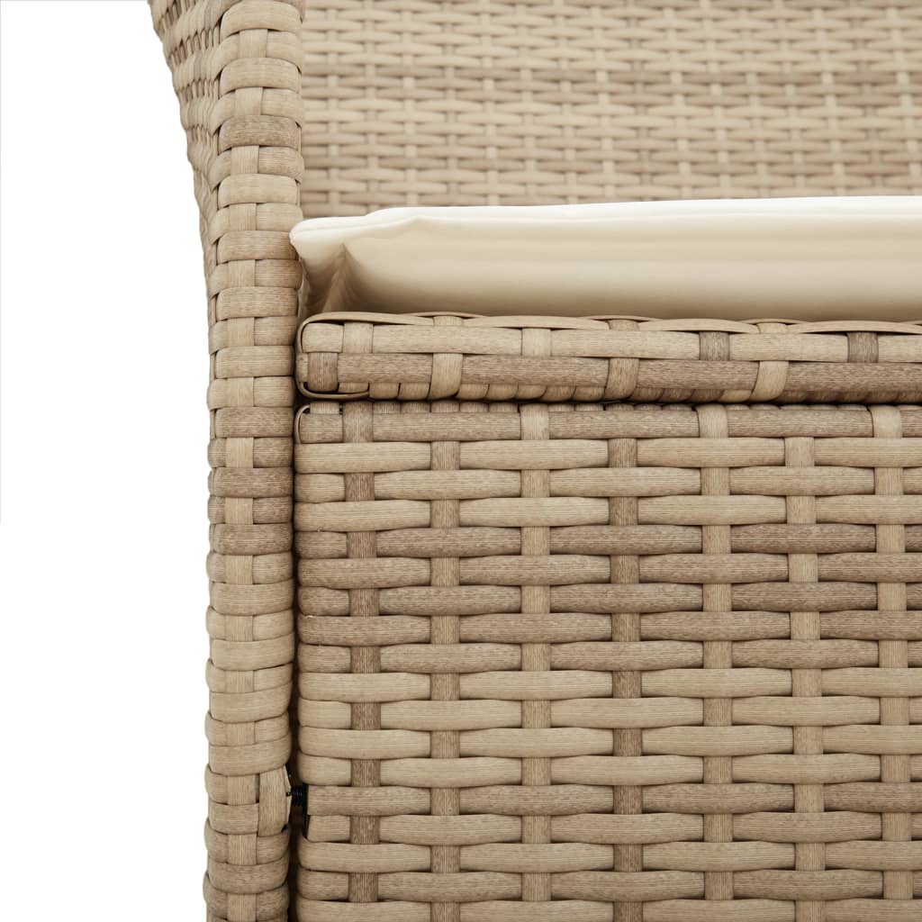 Gartenstühle mit Kissen 2 Stk. Beige Poly Rattan Massivholz