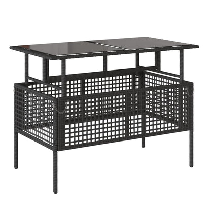 4-tlg. Garten-Sofagarnitur mit Kissen Schwarz Poly Rattan Glas