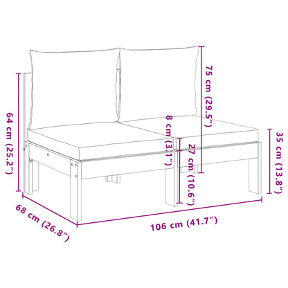 Gartensofa ohne Armlehnen mit Kissen 2-Sitzer Massivholz Akazie