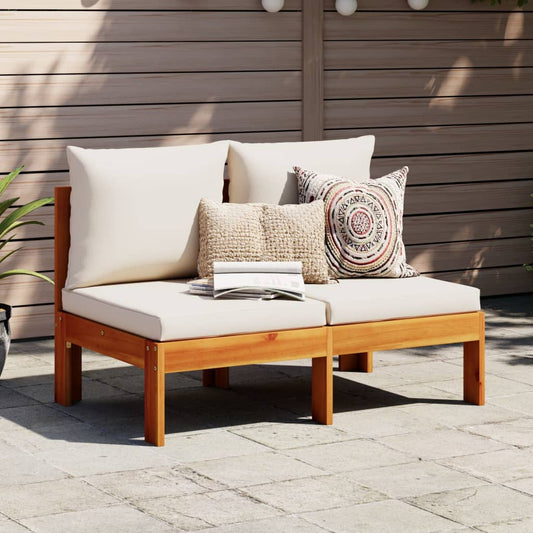 Gartensofa ohne Armlehnen mit Kissen 2-Sitzer Massivholz Akazie