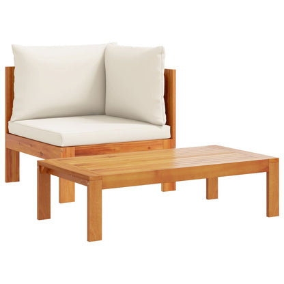 2-tlg. Garten-Sofa-Set mit Kissen Massivholz Akazie