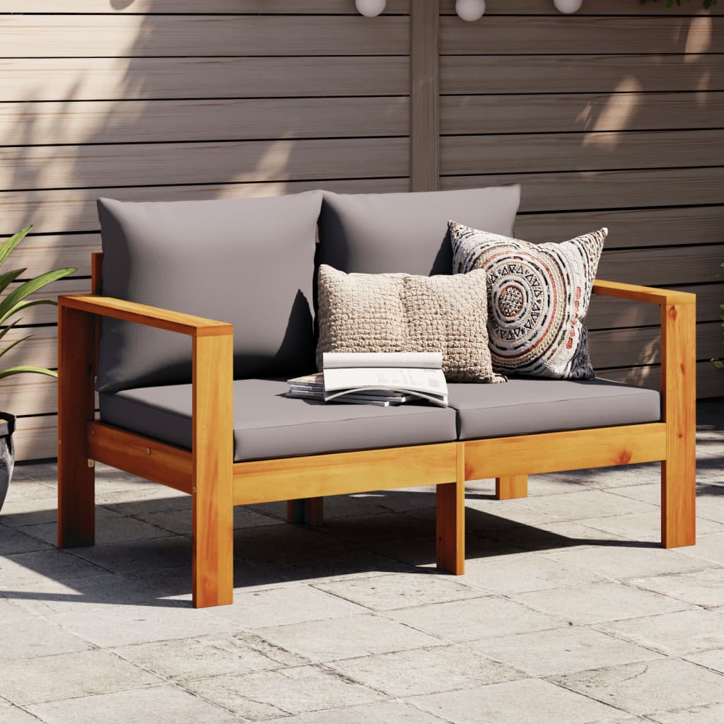 Gartensofa mit Kissen 2-Sitzer Massivholz Akazie