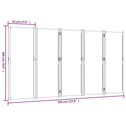 5-tlg. Paravent Taupe 350x180 cm