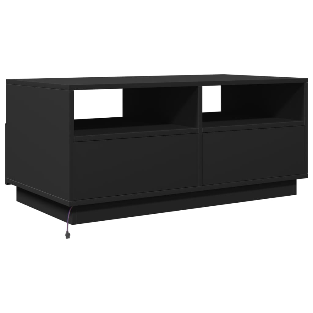 Couchtisch mit LED-Leuchten Schwarz 90x49x40 cm