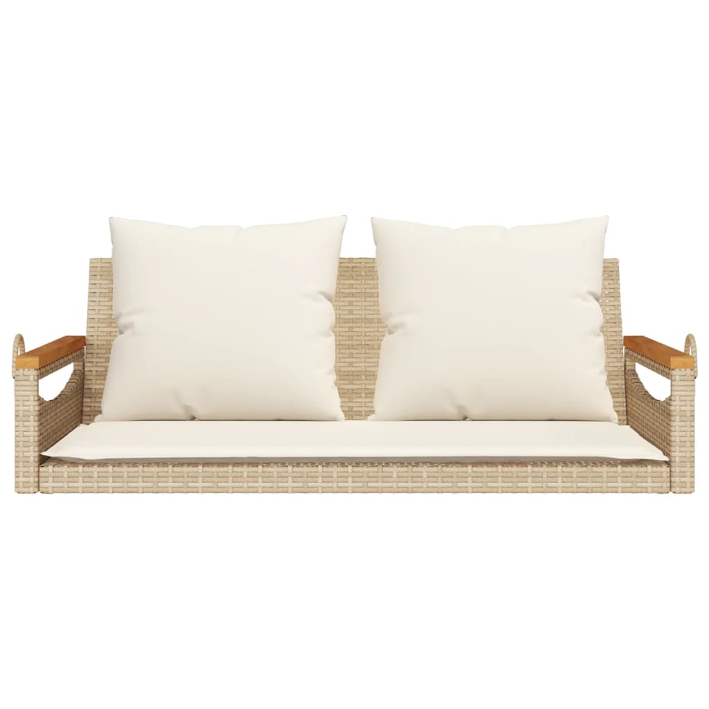 Hängebank mit Kissen Beige 109x62x40 cm Poly Rattan