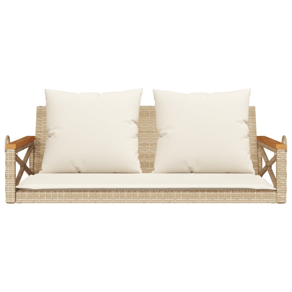 Hängebank mit Kissen Beige 109x62x40 cm Poly Rattan