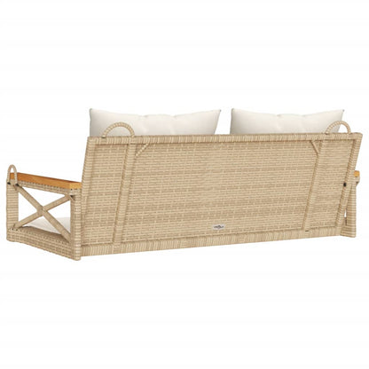 Hängebank mit Kissen Beige 109x62x40 cm Poly Rattan