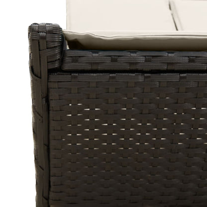 Doppel-Sonnenliege mit Kissen Schwarz Poly Rattan