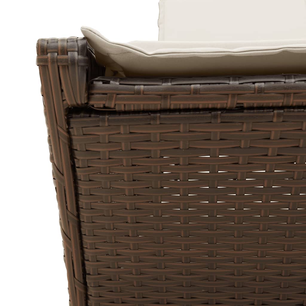 Doppel-Sonnenliege mit Auflagen Braun Poly Rattan