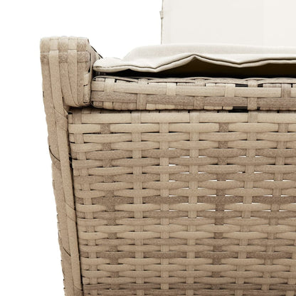 Doppel-Sonnenliege mit Auflagen Beige Poly Rattan