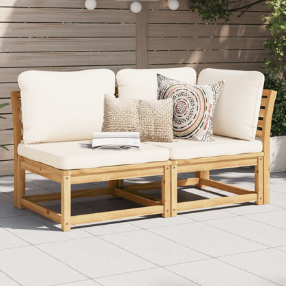 2-tlg. Garten-Lounge-Set mit Kissen Massivholz Akazie