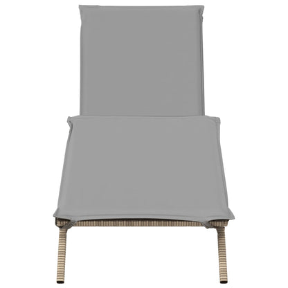 Sonnenliege mit Auflage Beige Poly Rattan