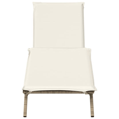 Sonnenliege mit Auflage Beige Poly Rattan