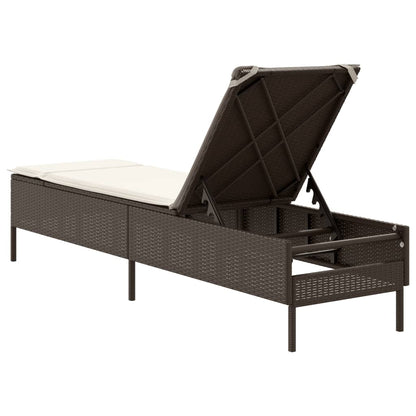 Sonnenliege mit Auflage Braun Poly Rattan