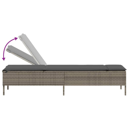 Sonnenliege mit Auflage Grau Poly Rattan