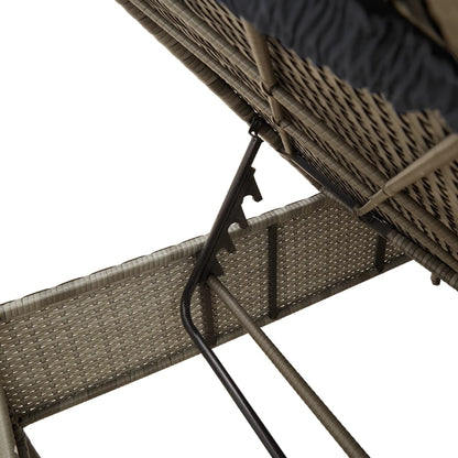 Sonnenliege mit Auflage Grau Poly Rattan