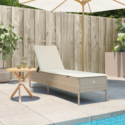 Sonnenliege mit Auflage Beige Poly Rattan