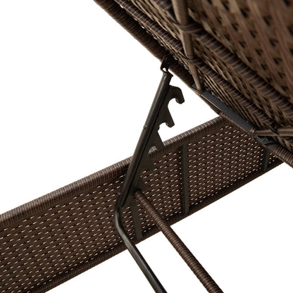 Sonnenliege mit Tisch und Auflage Braun Poly Rattan