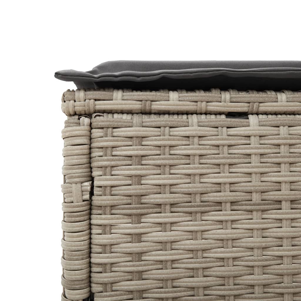 Sonnenliege mit Tisch und Auflage Hellgrau Poly Rattan