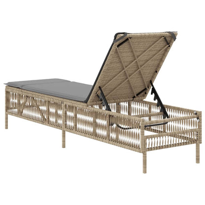 Sonnenliege mit Auflage Beige Poly Rattan