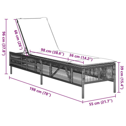 Sonnenliege mit Auflage Hellgrau Poly Rattan