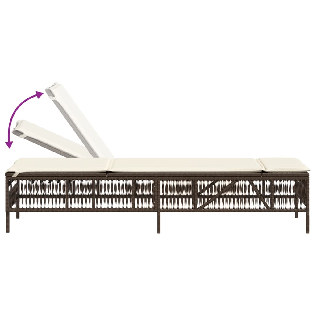 Sonnenliegen 2 Stk. mit Tisch Braun Poly Rattan