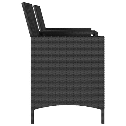 Gartensofa 2-Sitzer mit Tisch und Kissen Schwarz Poly Rattan