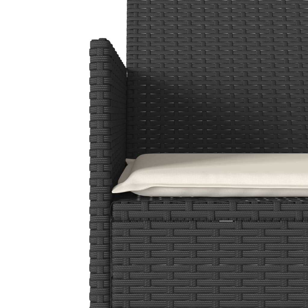 Gartensofa 2-Sitzer mit Tisch und Kissen Schwarz Poly Rattan