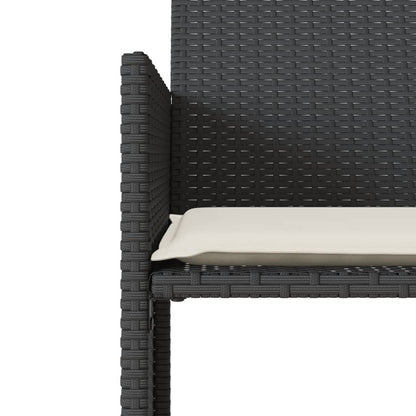 Gartensofa 2-Sitzer mit Tisch und Hockern Schwarz Poly Rattan