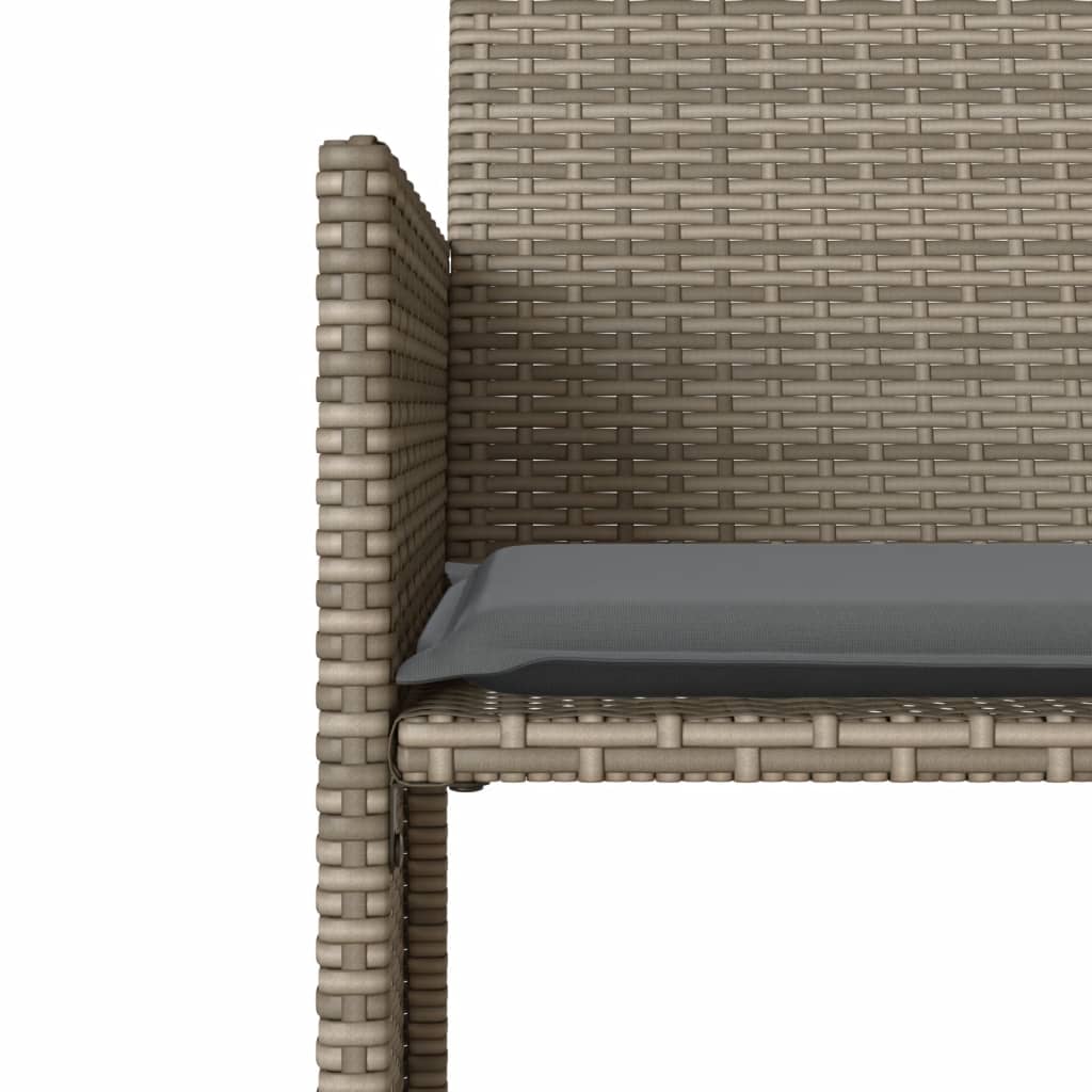 Gartensofa 2-Sitzer mit Tisch und Hockern Grau Poly Rattan