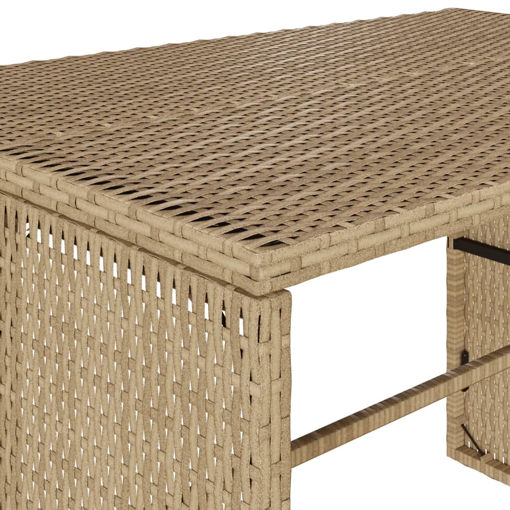 3-tlg. Garten-Essgruppe mit Kissen Beige Poly Rattan