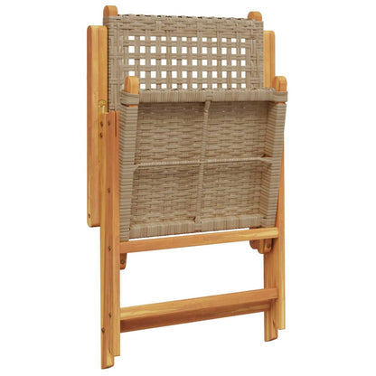 Gartenstühle 2 Stk. Beige Massivholz Akazie und Poly Rattan