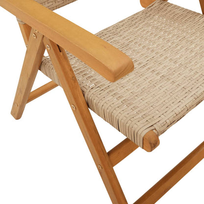 Gartenstühle 2 Stk. Beige Massivholz Akazie und Poly Rattan