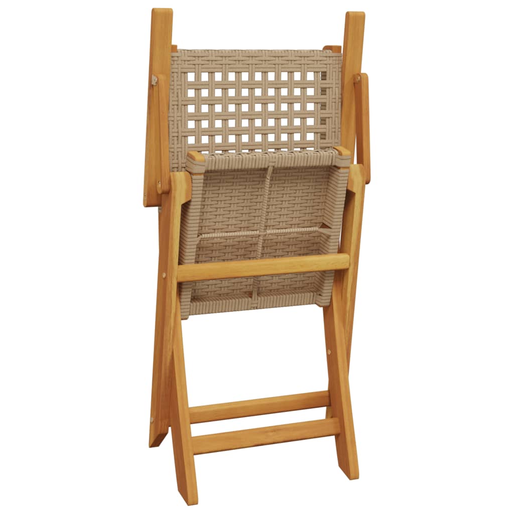 Gartenstühle 2 Stk. Beige Massivholz Akazie und Poly Rattan