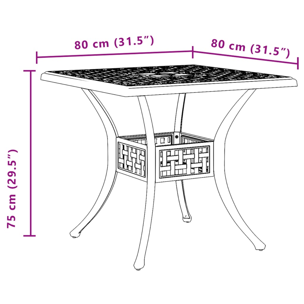 Gartentisch Bronzen 80x80x75 cm Aluminiumguss