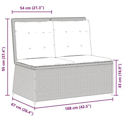 Gartenbank Verstellbar mit Kissen Hellgrau Poly Rattan