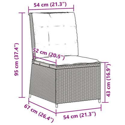 Gartensessel mit Liegefunktion und Kissen Schwarz Poly Rattan