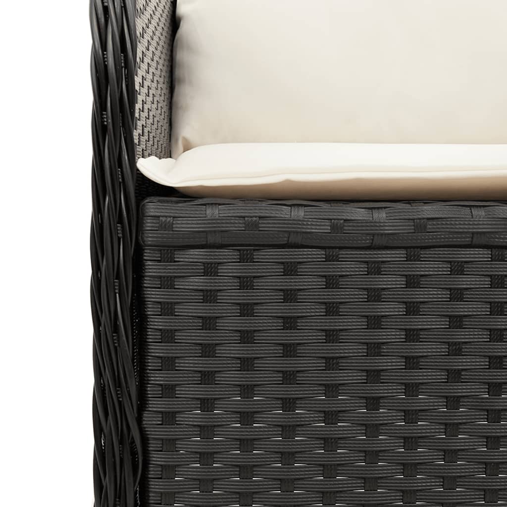 Garten-Ecksofa mit Kissen Schwarz Poly Rattan