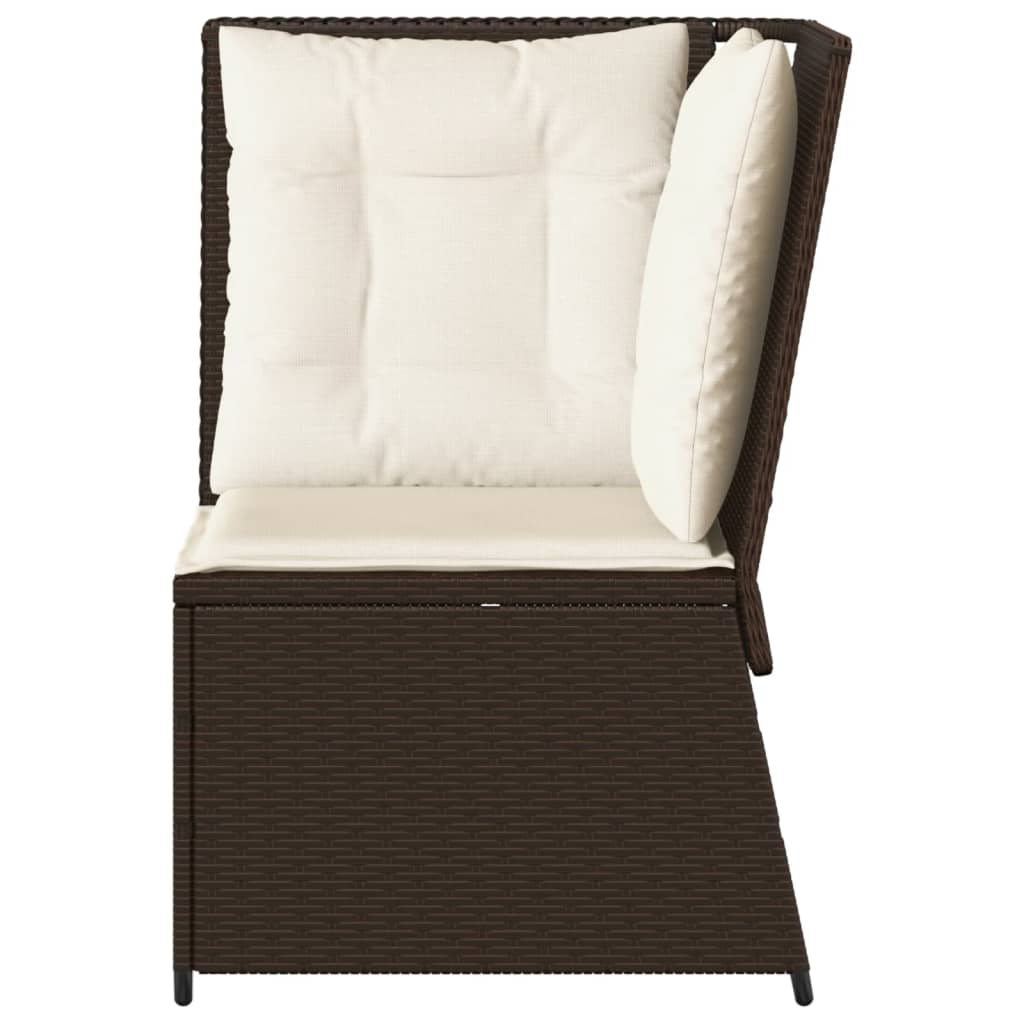 Garten-Ecksofa mit Kissen Braun Poly Rattan