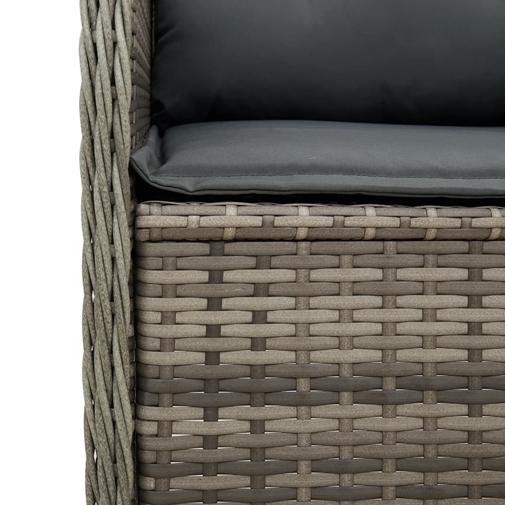 Garten-Ecksofa mit Kissen Grau Poly Rattan