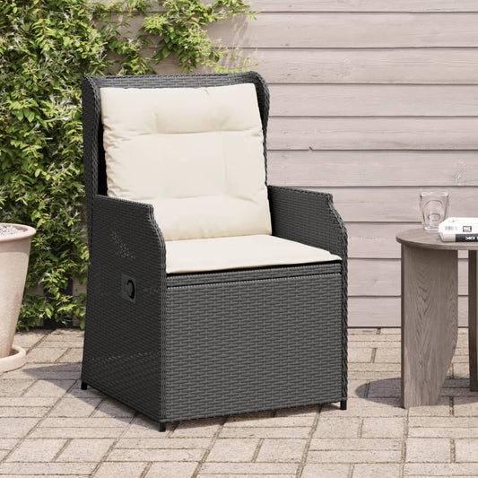 Gartensessel mit Kissen 2 Stk. Verstellbar Schwarz Poly Rattan