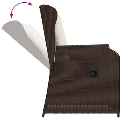 Gartensessel mit Kissen 2 Stk. Verstellbar Braun Poly Rattan