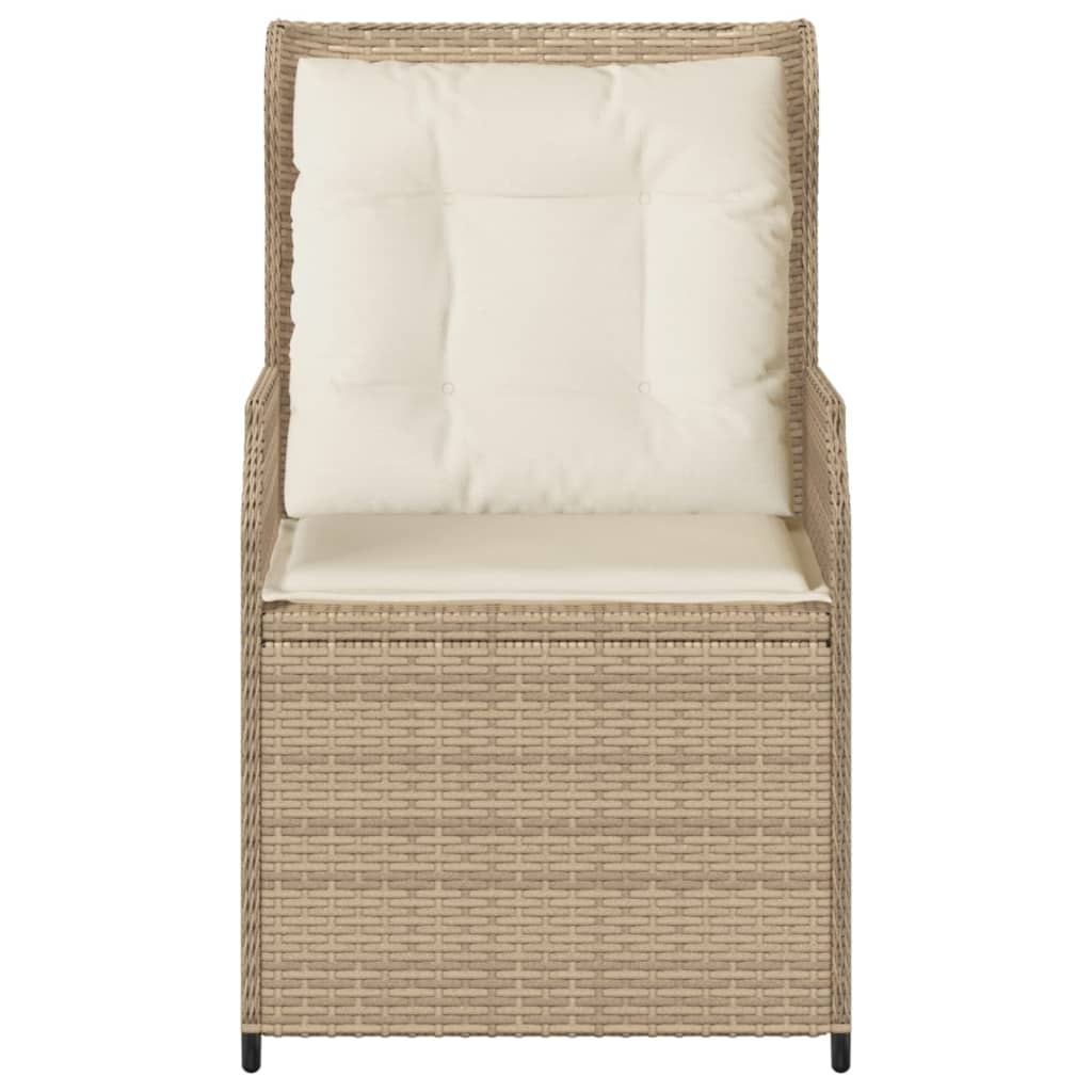 Gartensessel mit Kissen 2 Stk. Verstellbar Beige Poly Rattan