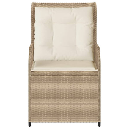 Gartensessel mit Kissen 2 Stk. Verstellbar Beige Poly Rattan