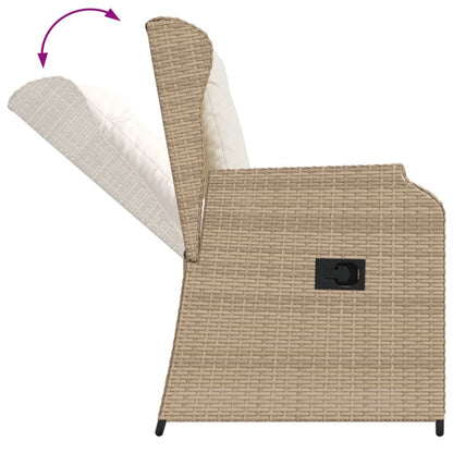 Gartensessel mit Kissen 2 Stk. Verstellbar Beige Poly Rattan