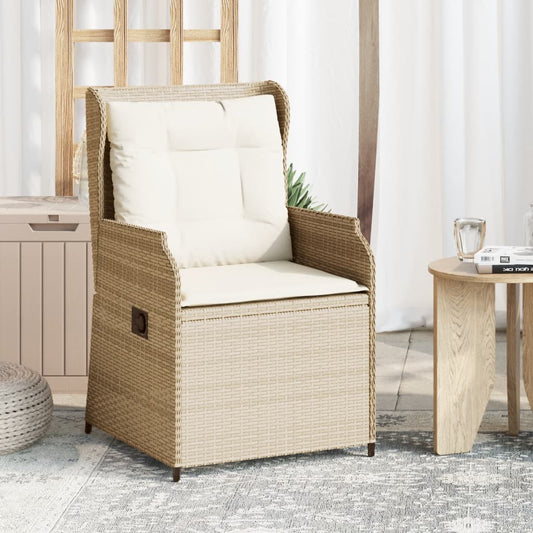 Gartensessel mit Kissen 2 Stk. Verstellbar Beige Poly Rattan