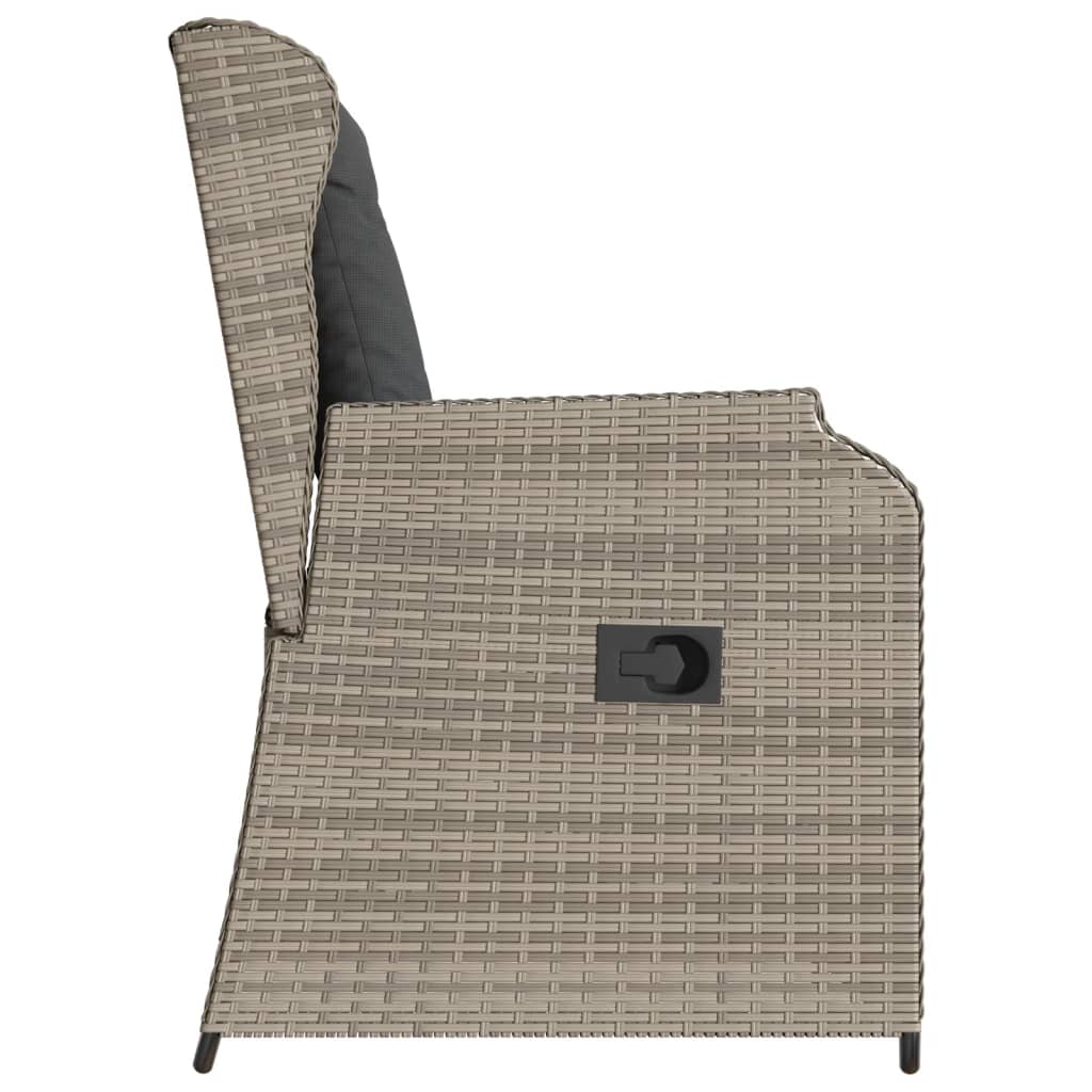 Gartensessel mit Kissen 2 Stk. Verstellbar Hellgrau Poly Rattan