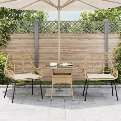 Gartenstühle 2 Stk. mit Kissen Braun Poly Rattan